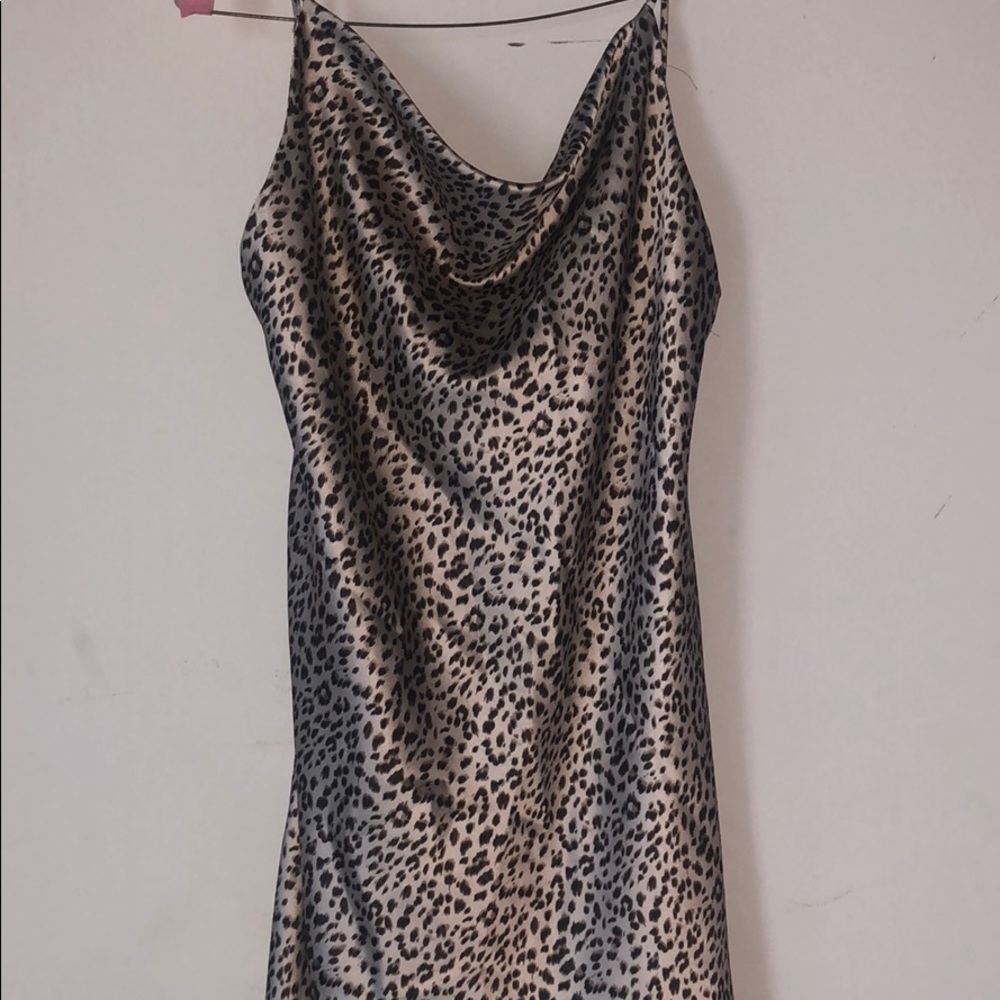 Silk cheetah slip dress